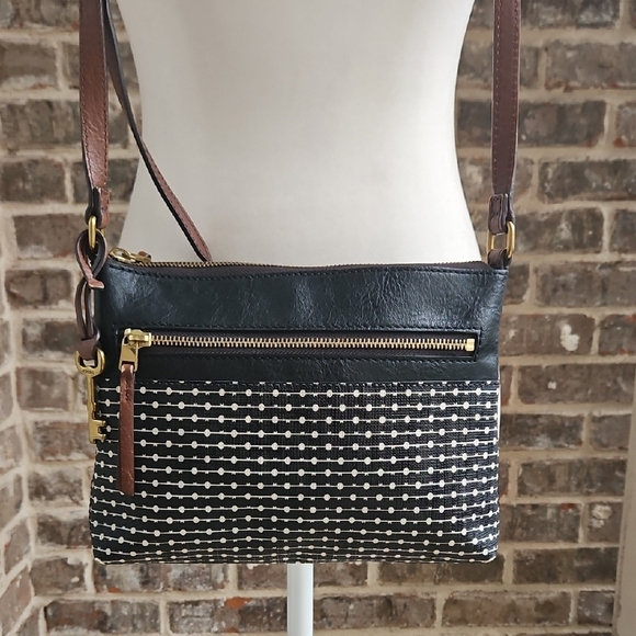 Fossil Handbags - Fossil Stylish Black and Brown Crossbody Bag